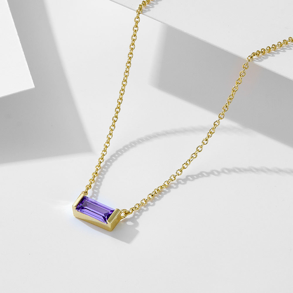 Birthstone Clavicle Chain Female Sterling Sier Simple Necklaces