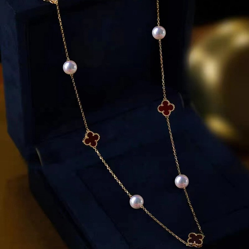 Inlaid Zircon Flower Pearl Light Luxury Temperament Classic Necklaces