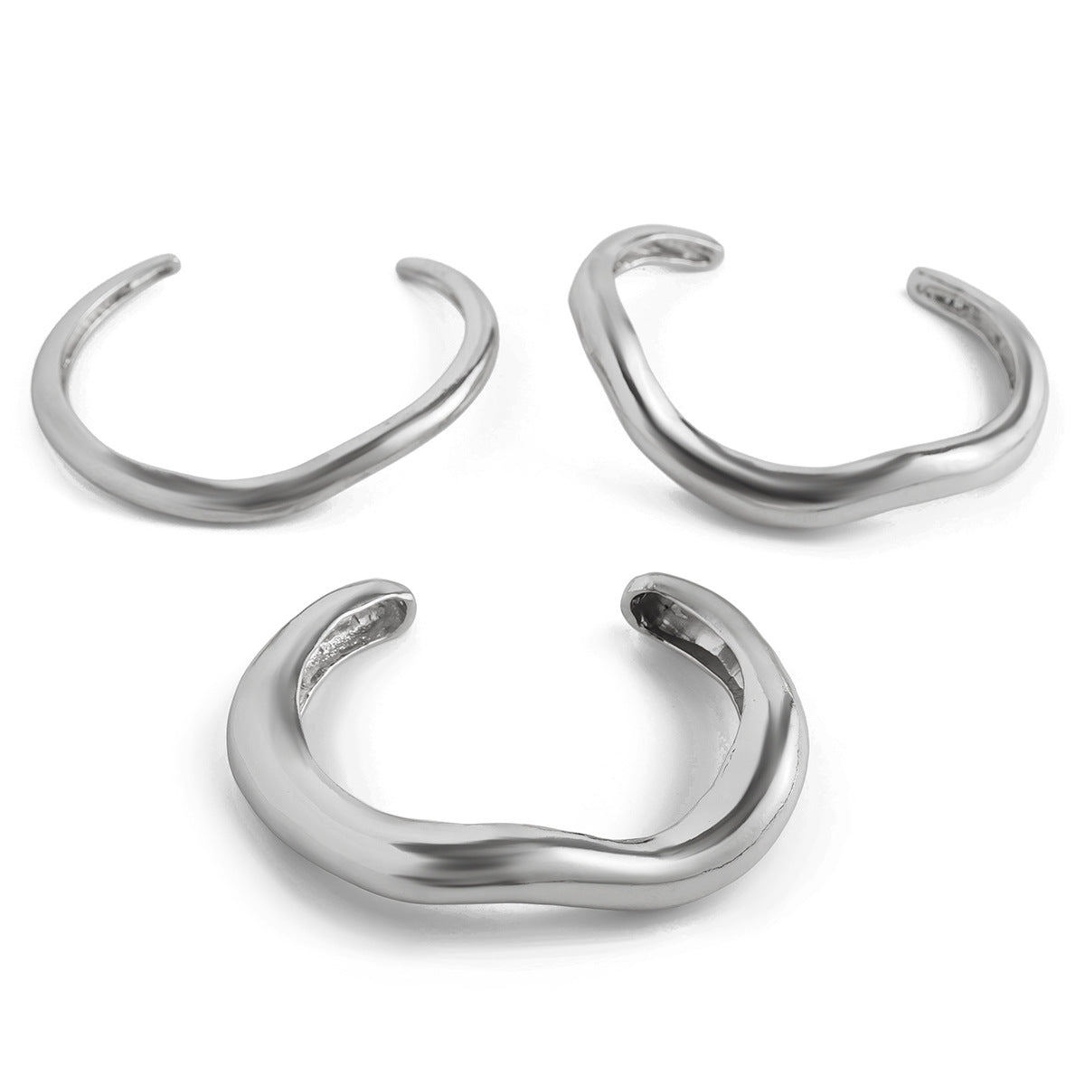 Casual Hollow Pleated Irregular Curved Alloy Rings