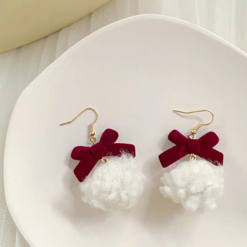 Sier Needle Drip Glazed Love Style Female Temperament Earrings