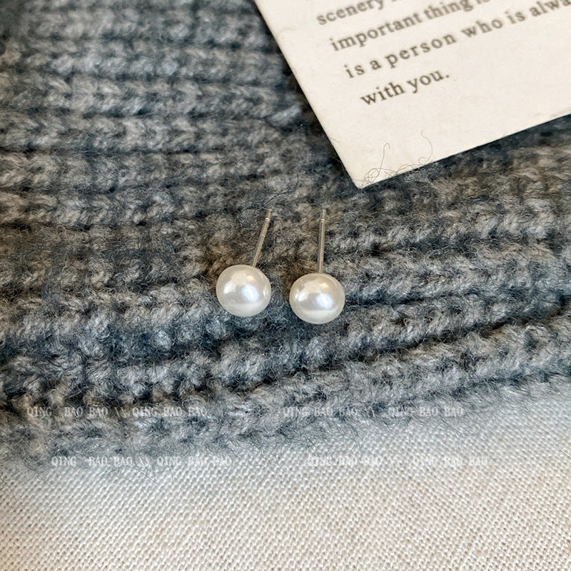 Women's White Steamed Bread Pearl For Compact Earrings