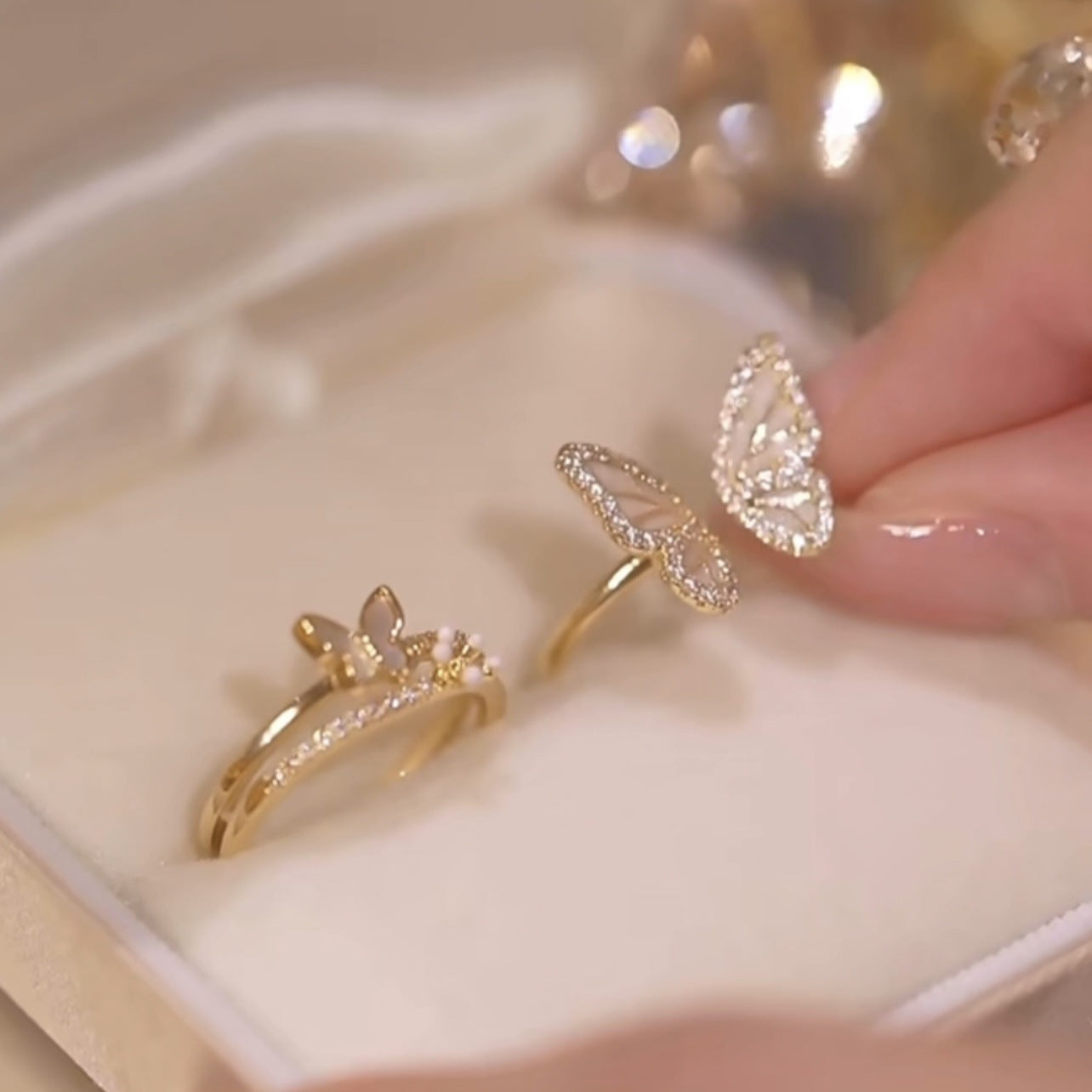 Open Cute Refreshing Butterfly Shell Small Rings