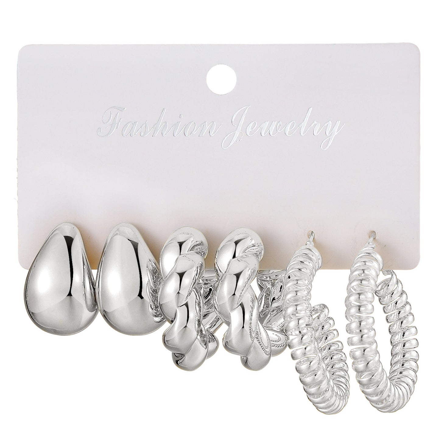 Type Irregular Card Set White Gold Color Earrings