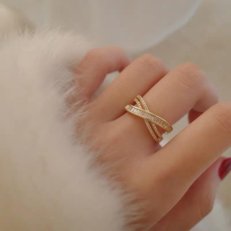 Zircon Cross Female Fashion Personality High Rings