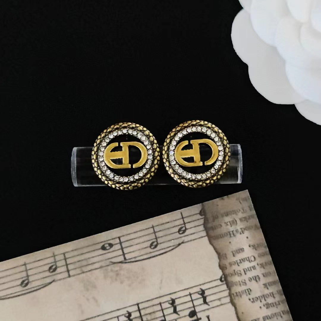 Women's & Men's Quality Collection Trending Rhinestone Letters Sier Earrings
