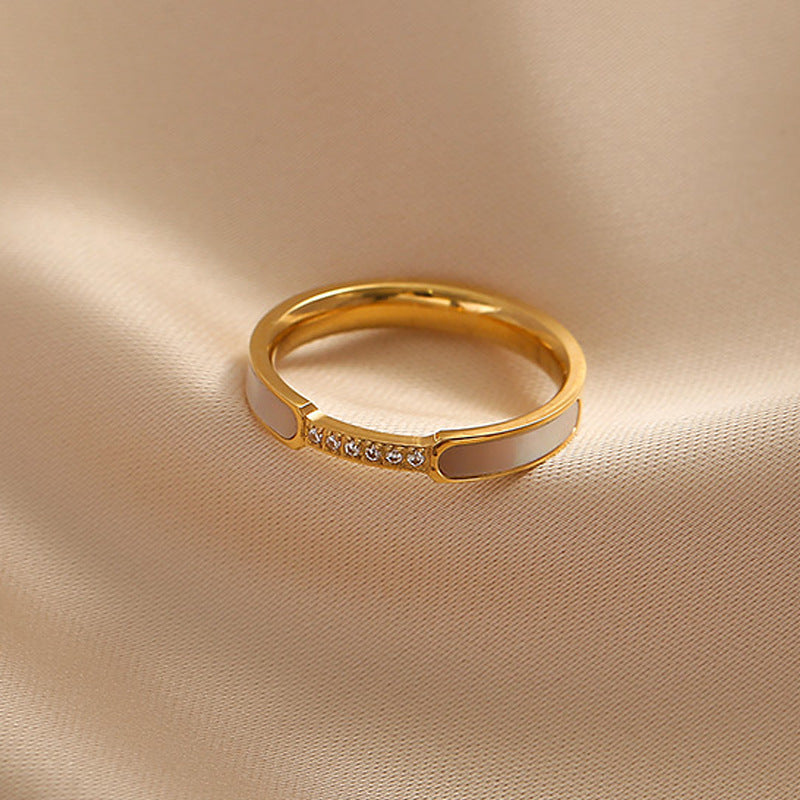 Mild Luxury Shell Rose Gold White Titanium Steel Rings