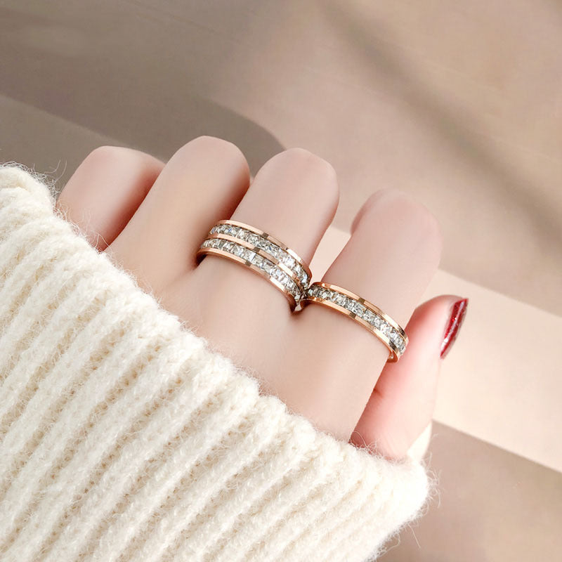 Women's & Men's Couple Style Simple High-grade Single Double Rings