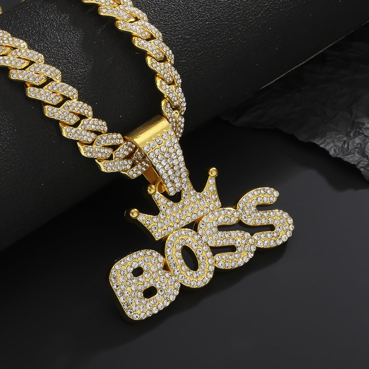 Men's Splendid Diamond Crown Letters Cuban Link Pendants