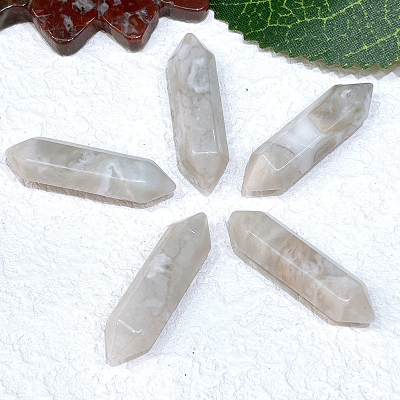 Stone Crystal Bullet Double Pointed Hexagon Prism Pendants