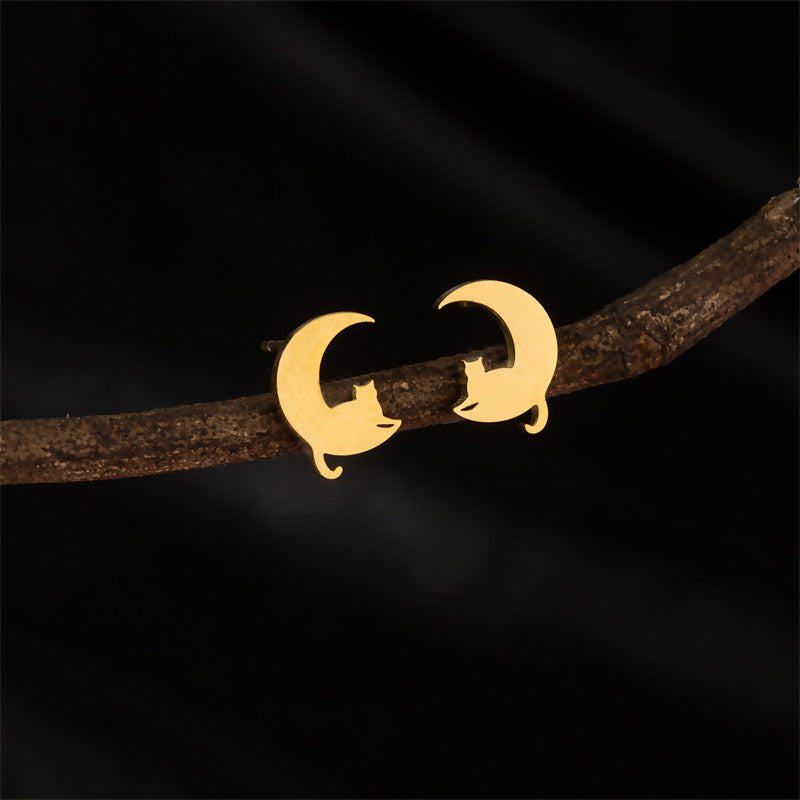 Stainless Steel Cute Simple Cartoon Animal Earrings