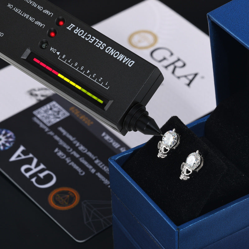Retro Punk Skull Single Rhinestone Ear Earrings