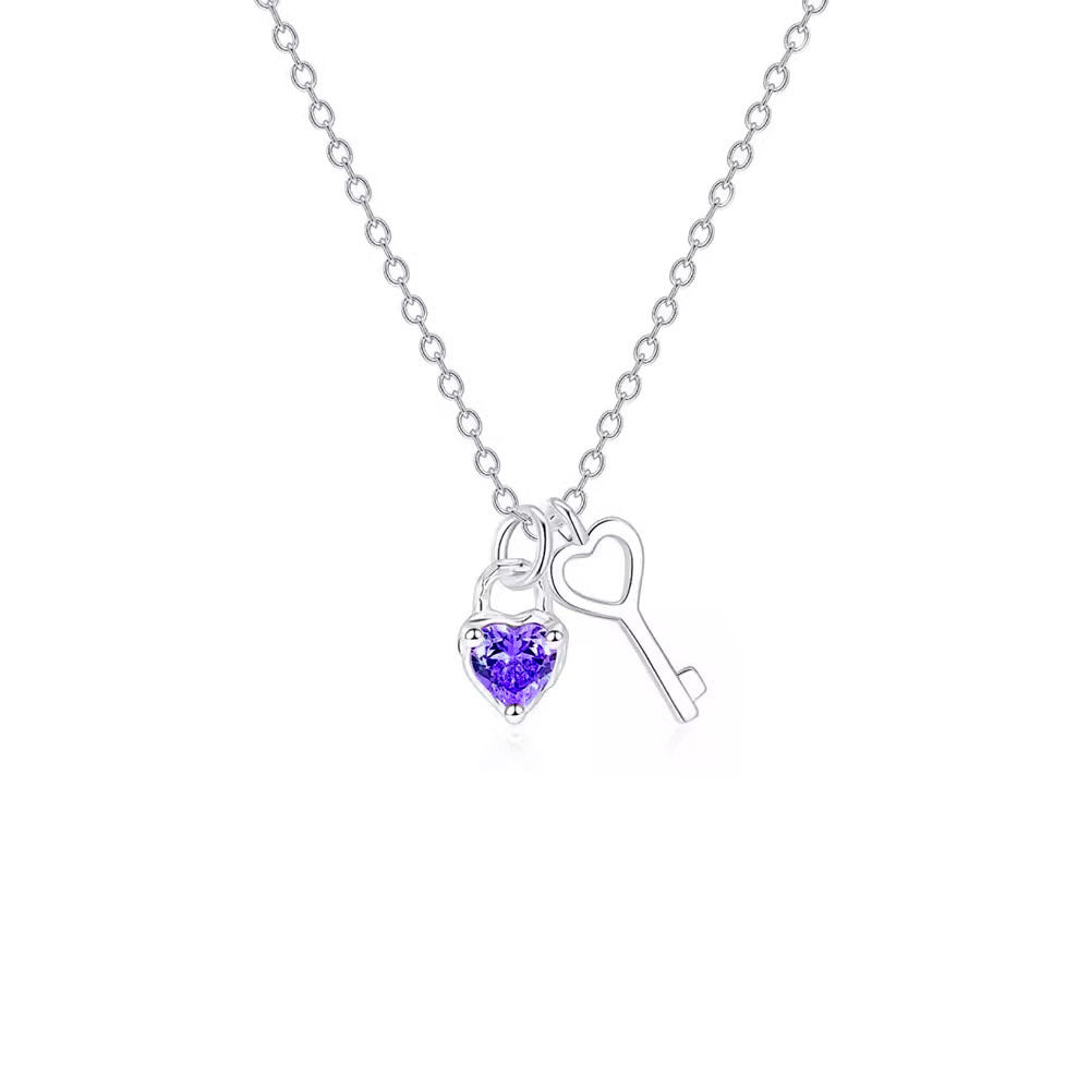 Heart-shaped Zircon Key Female Dopamine Design Necklaces