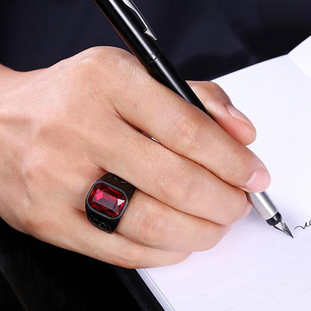 Men's Personality Fashion Ruby Hip Hop Punk Rings