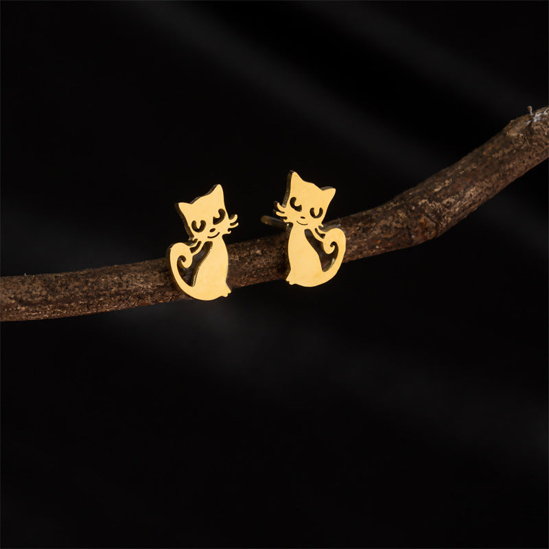 Stainless Steel Cute Simple Cartoon Animal Earrings