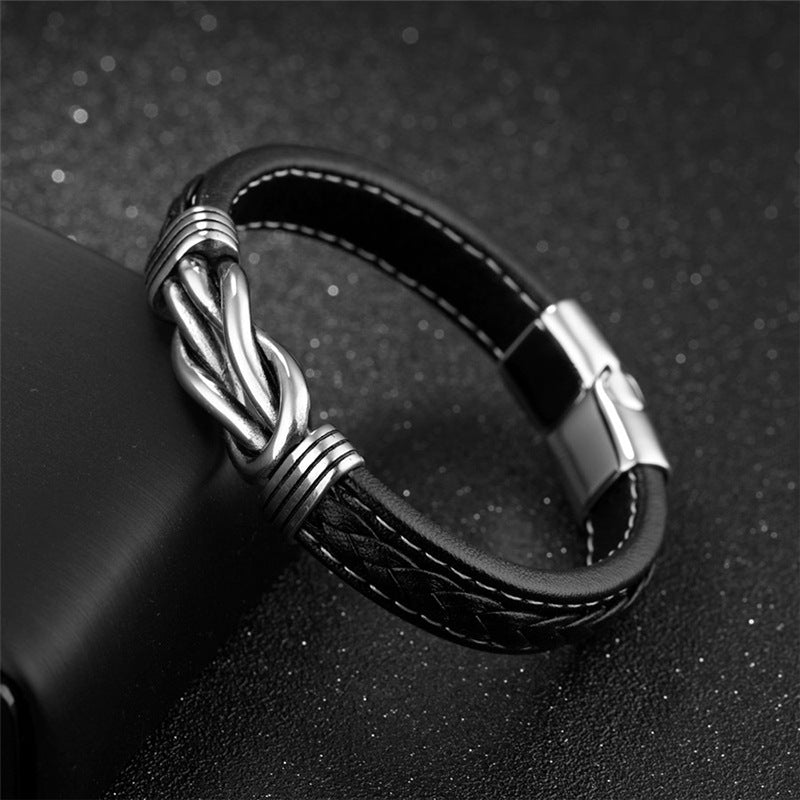 Men's Alloy Accessories Authentic Leather Weave Low Bracelets