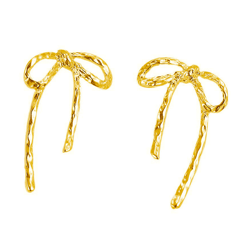 Women's Irregular Metal Bow Design Sense Niche Earrings
