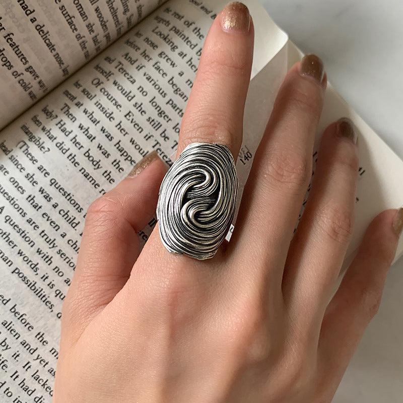 Women's Striped For Sier Thai Retro Affordable Rings