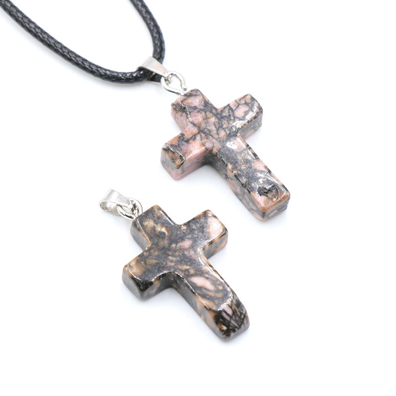 Pink Crystal Christmas Gift Cross Sweater Pendants