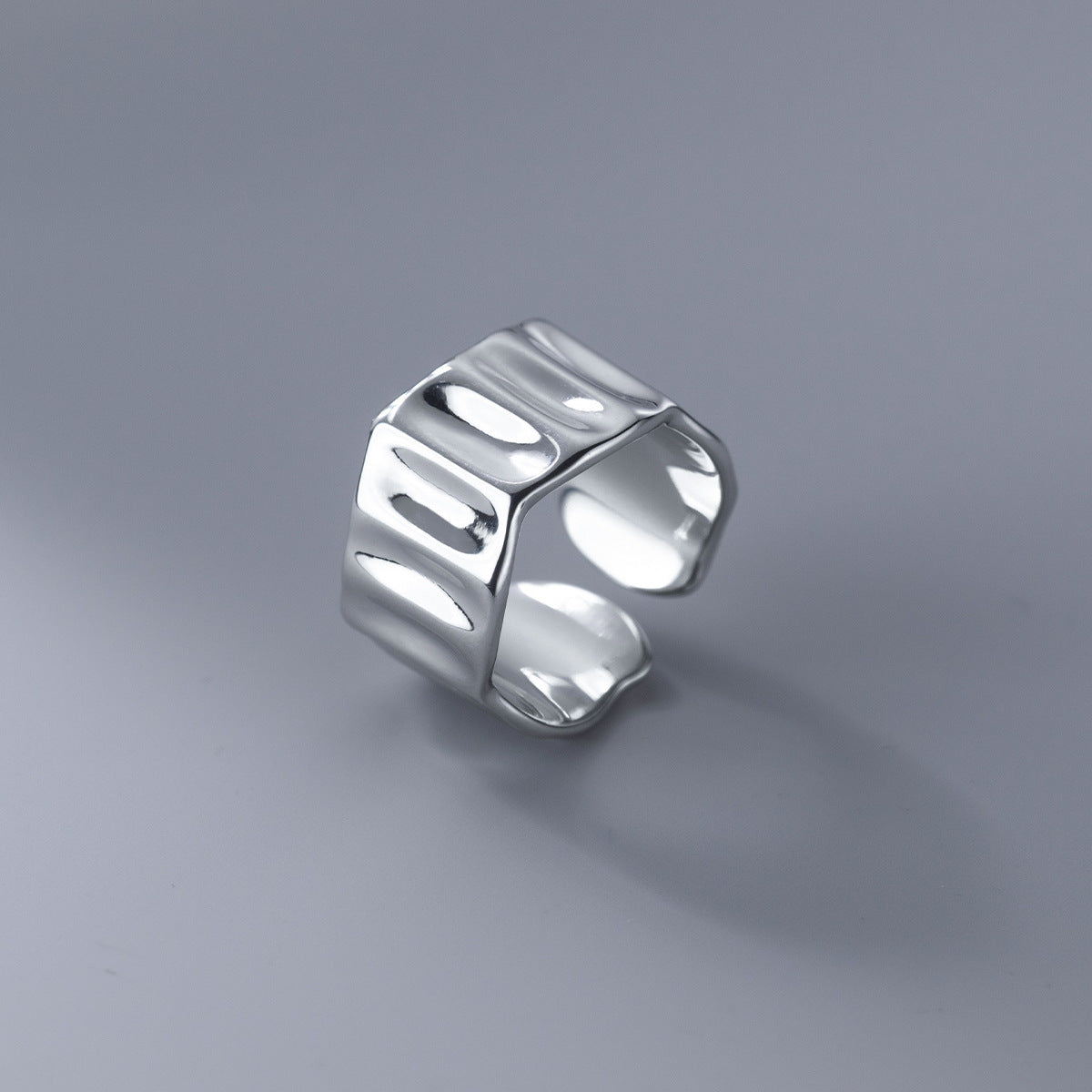 Women's Geometric Thai Rectangular Fence Distressed Hollow Rings