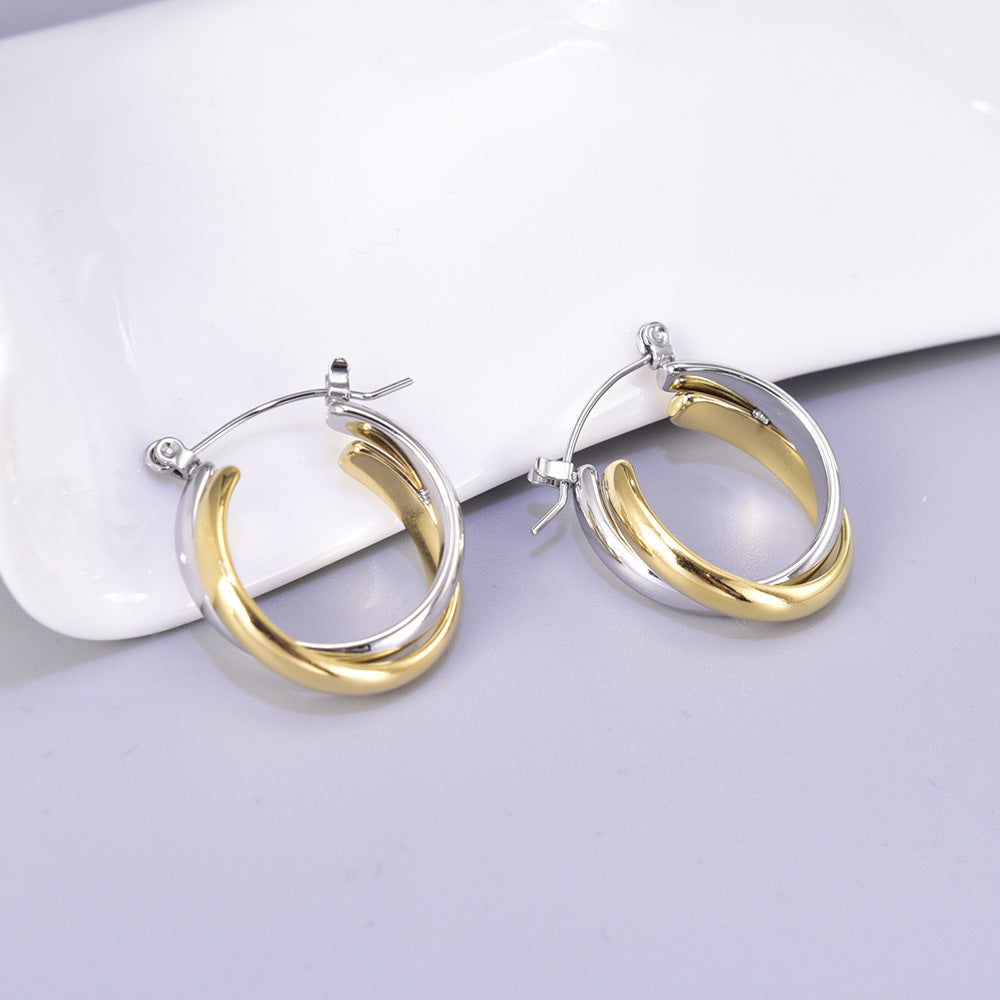 Gold-plated Texture Cross Twist Ear Clip Gold Earrings