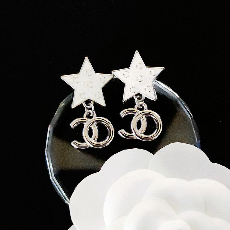 Women's & Men's Quality Collection Trending Rhinestone Letters Sier Earrings