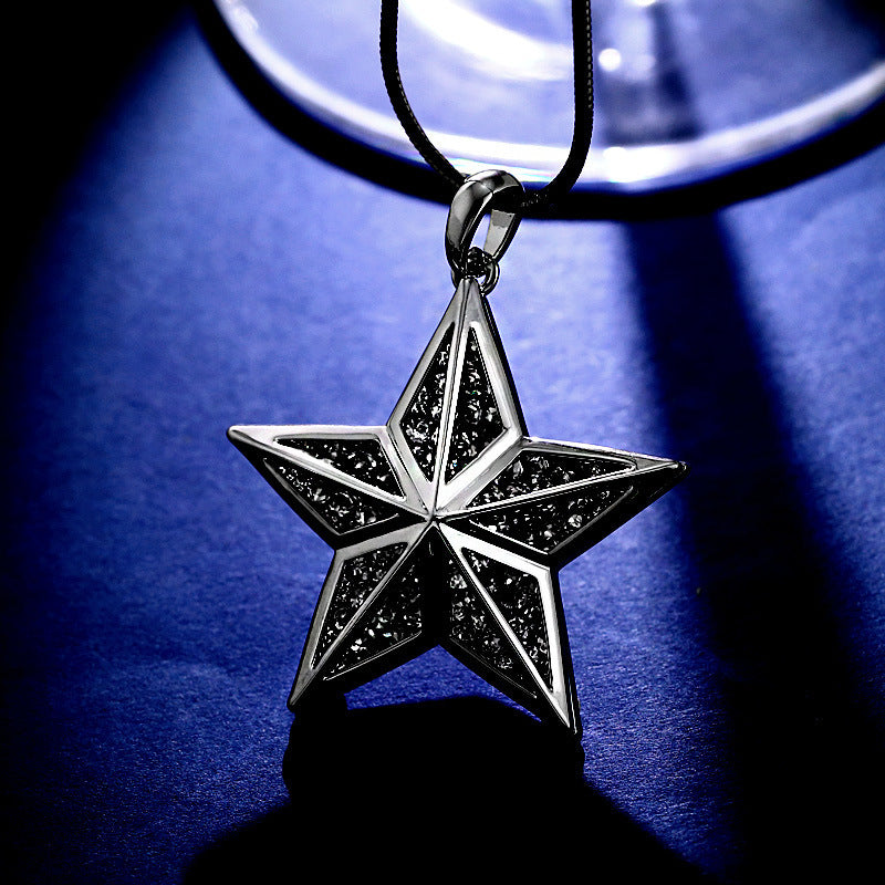 Diamond Three-dimensional Five-pointed Star Long Sweater Chain Necklaces