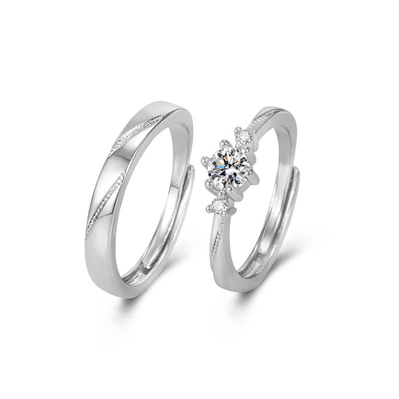 Women's & Men's First Sight Couple Imitation Moissanite Proposal Rings