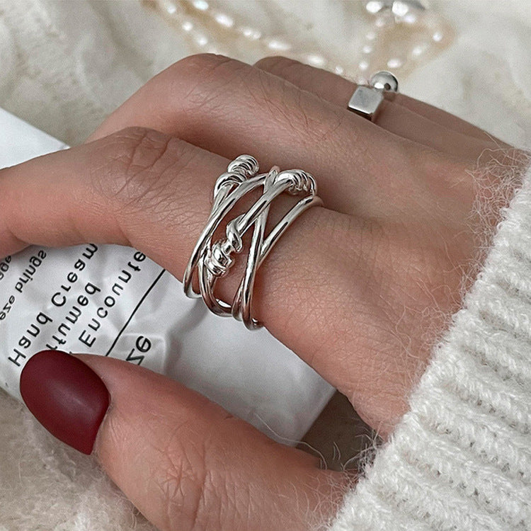 Niche Design Geometric Metal Winding Open Rings