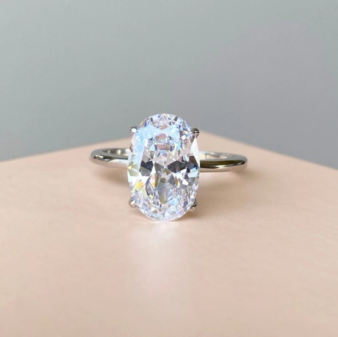 Women's Wedding High Luxury Oval Zircon Series Female Fashion Rings
