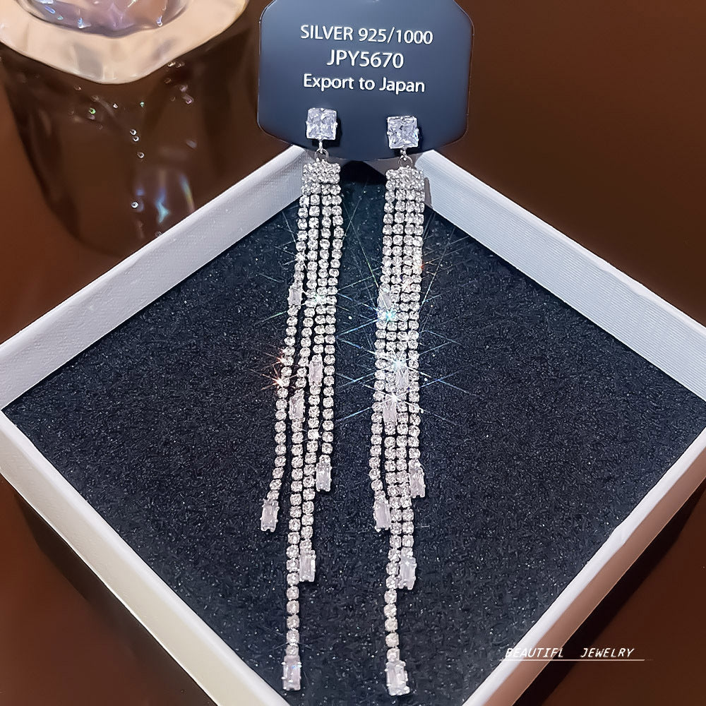 Women's Zircon Tassel High-grade Light Luxury Delicate Earrings