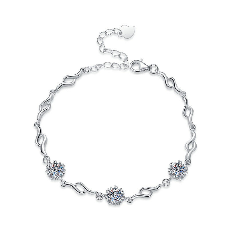 Sterling Sier Snowflake Chain Fashion Inlaid Light Bracelets