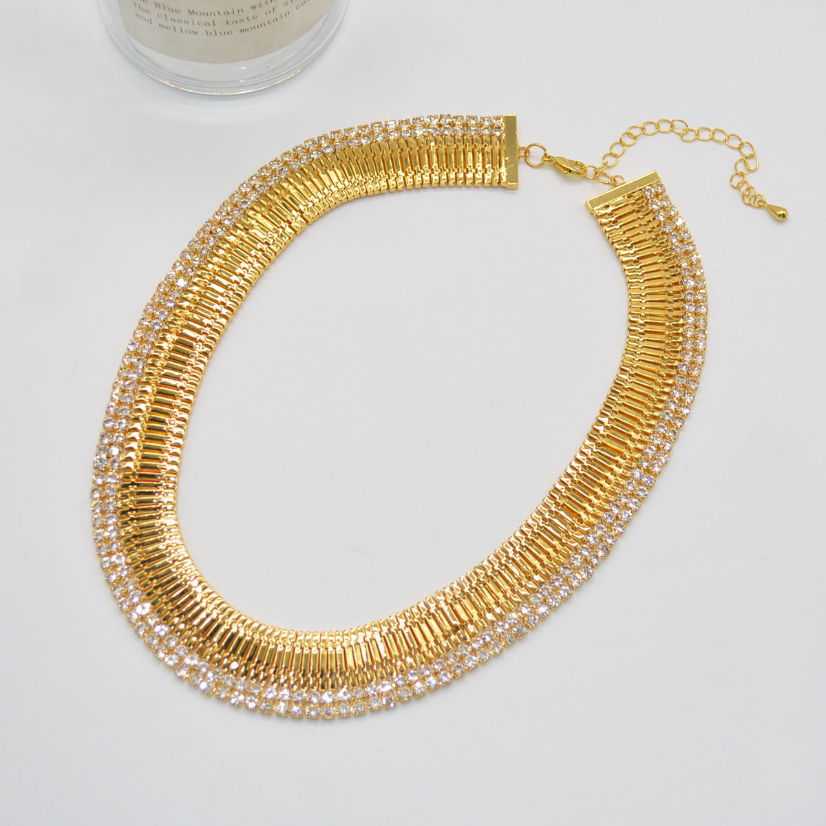 Exaggerated Wide Version Gold Strap Diamond Middle Ancient Niche Necklaces