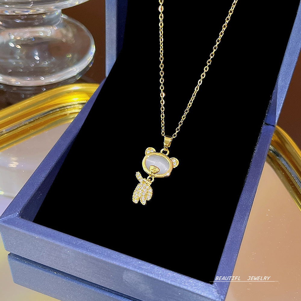 Women's Bow Zircon Clavicle Chain Titanium Steel Necklaces