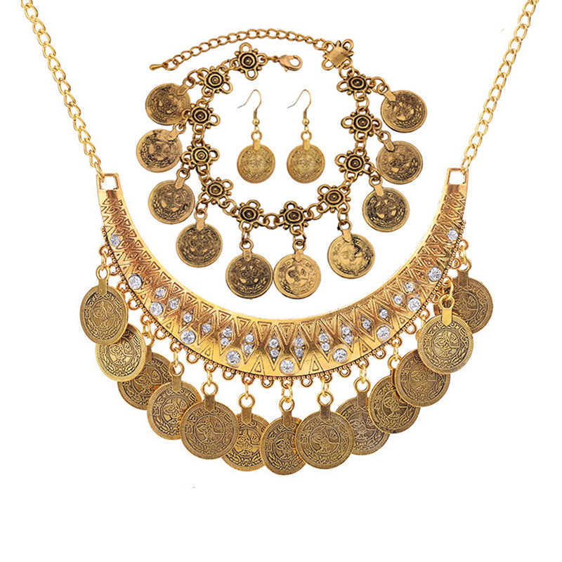 Vintage Gold Coin Clavicle Chain Ethnic Necklaces