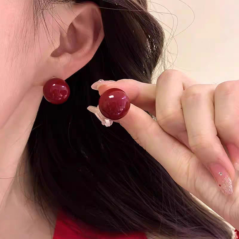 Sier Needle Drip Glazed Love Style Female Temperament Earrings