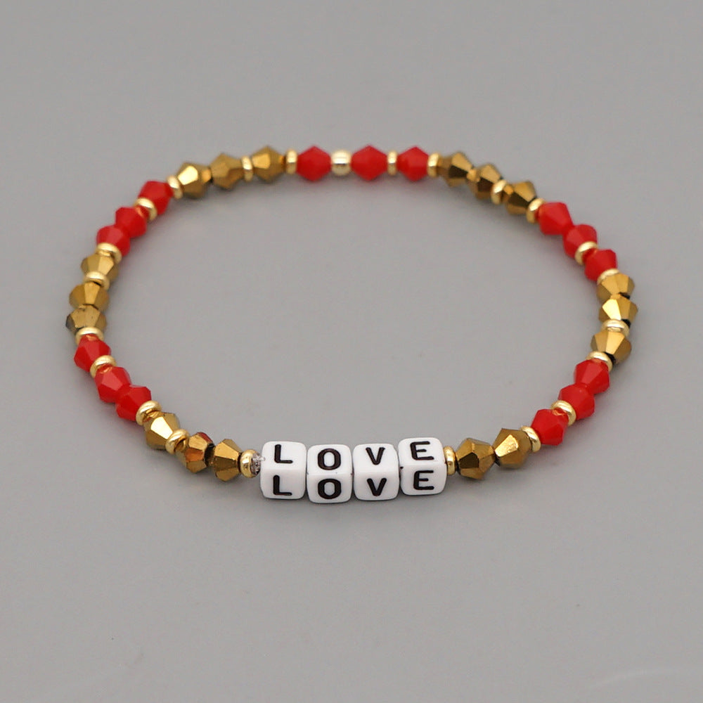 Women's Bohemian Style Crystal Letter Simple Personality Bracelets
