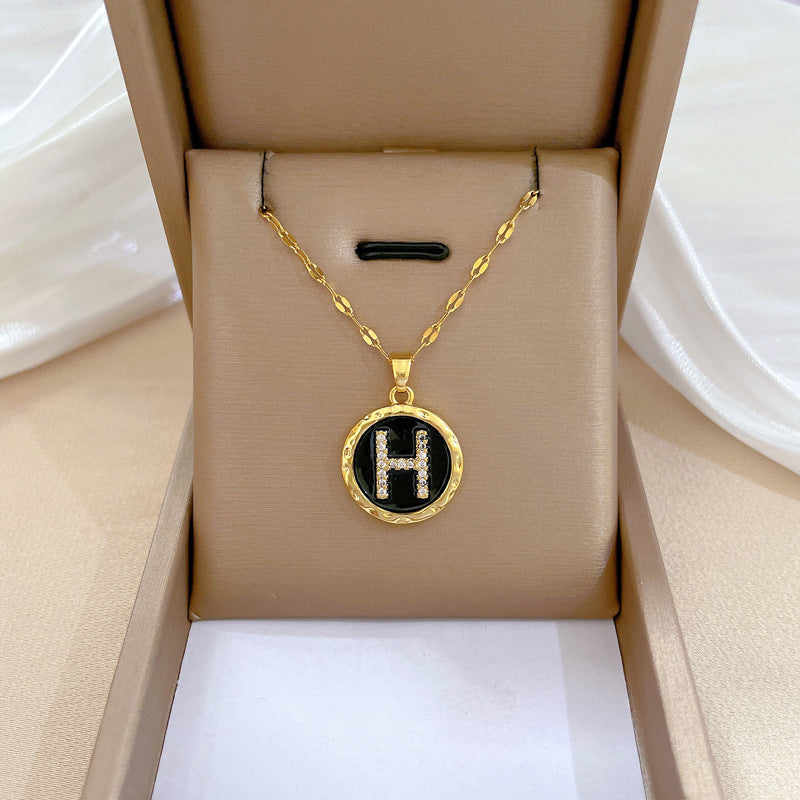 Steel Light Luxury Full Diamond Design Temperament Necklaces