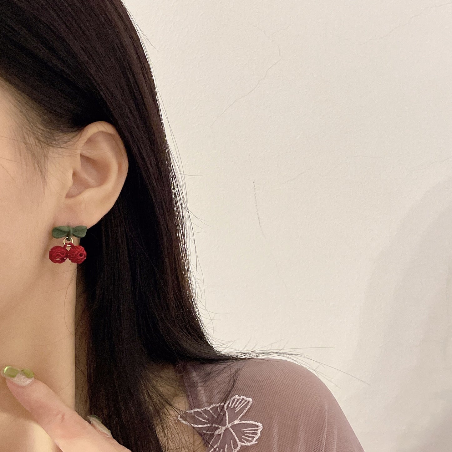Women's Style Contrast Color Personality Cherry For Earrings
