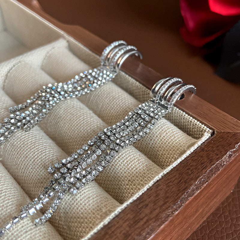 Fashion Zirconia Micro Inlaid Zircon Long Earrings