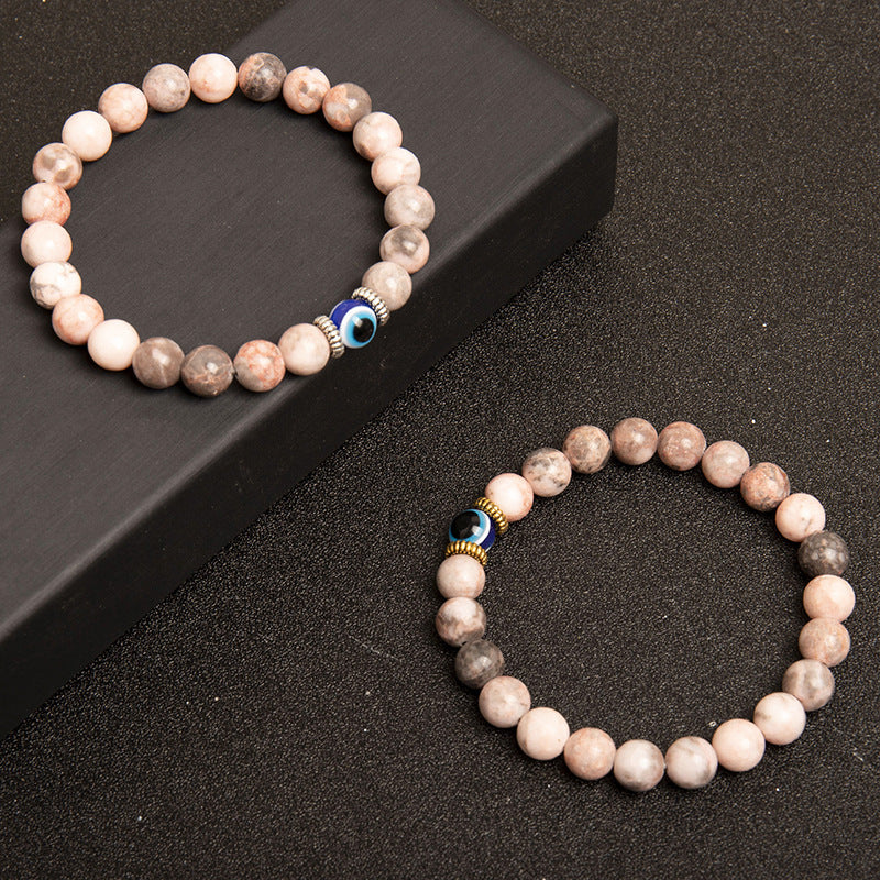 Stone Two-tone Pink Zebra Eye Glitter Bracelets
