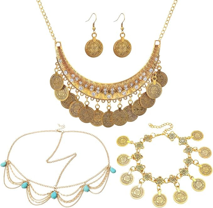 Vintage Gold Coin Clavicle Chain Ethnic Necklaces