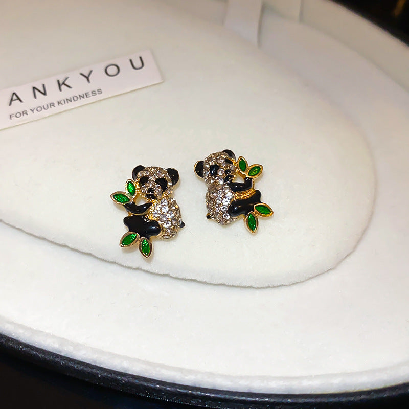 Needle Black Crystal Geometric Ear Minority Fashion Temperament Entry Earrings