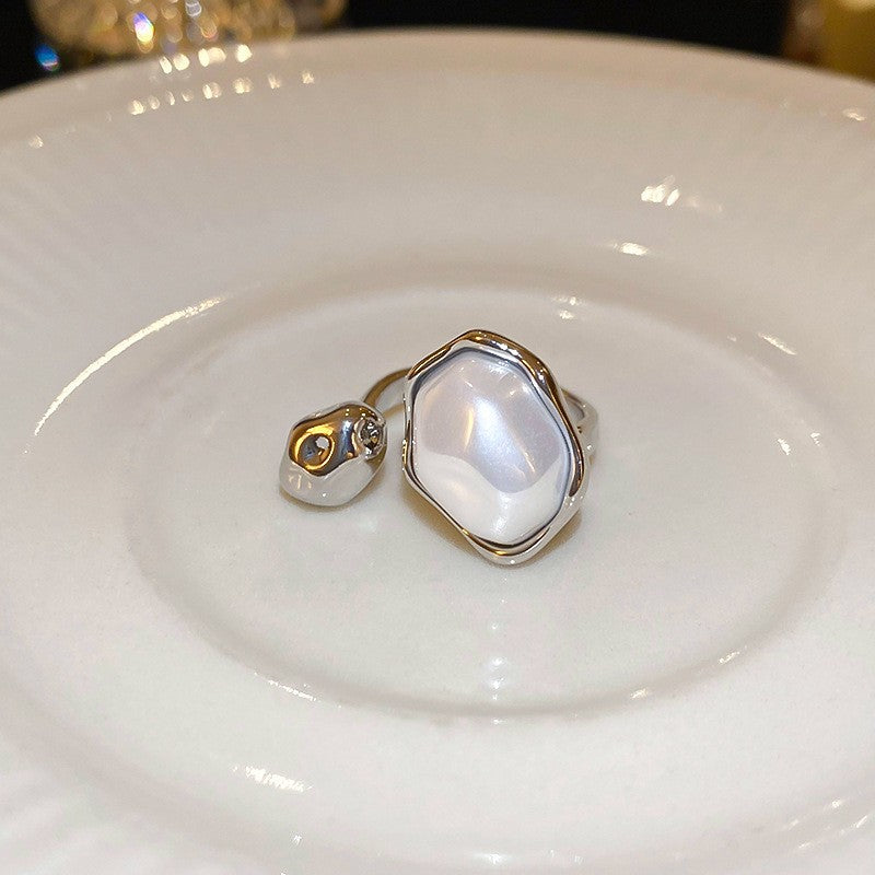 Electroplated Freshwater Pearl Zircon Stitching Butterfly Exquisite Rings