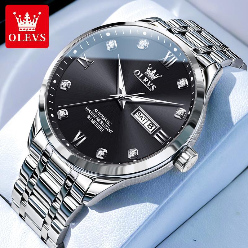 Men's Automatic Watch Diamond Roman Scale Double Mechanical Watches