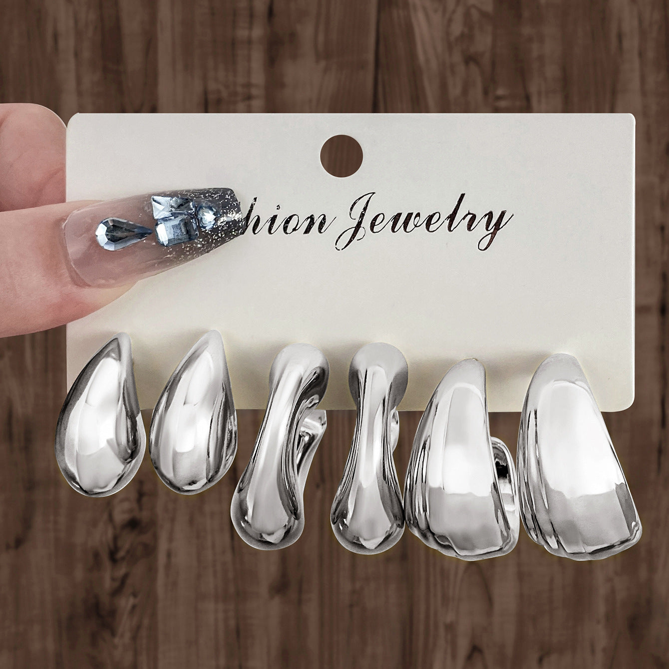 Golden Personality Water Drop Creative Complex Earrings