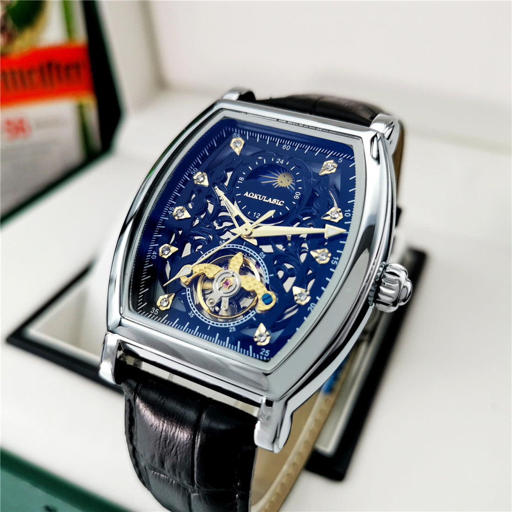 Men's Watch Tonneau Automatic Butterfly Clasp Mechanical Watches