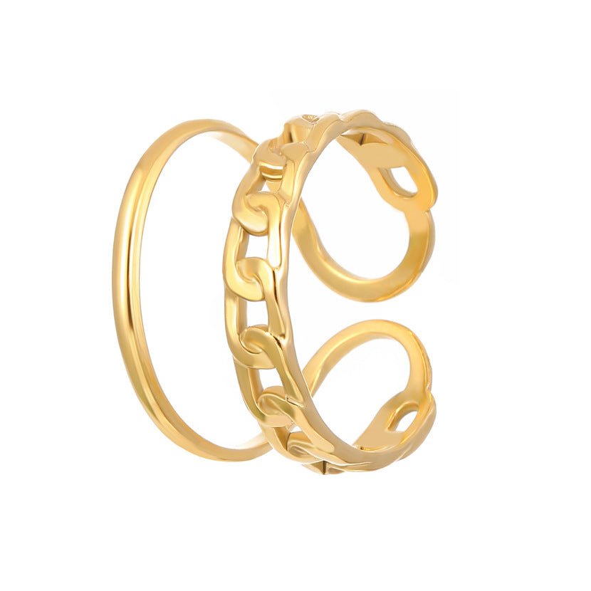 Advanced Exaggerated Stainless Steel Female Flower Rings
