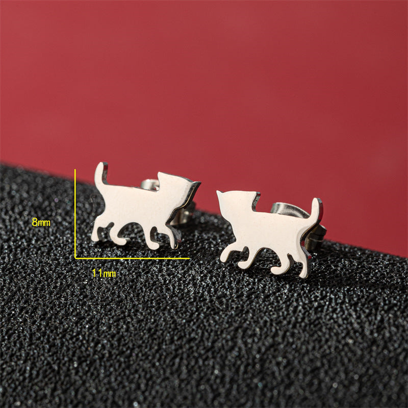Stainless Steel Cute Simple Cartoon Animal Earrings