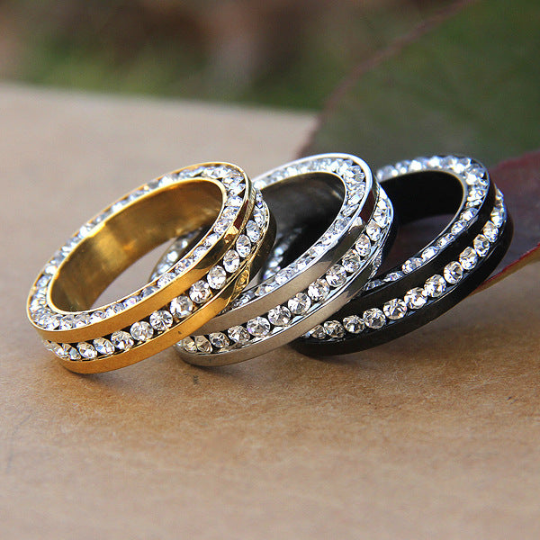 Women's Fashion Three-sided Stainless Steel Couple Titanium Rings