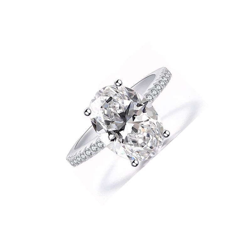 Big Oval White Gold Plated Zircon Rings